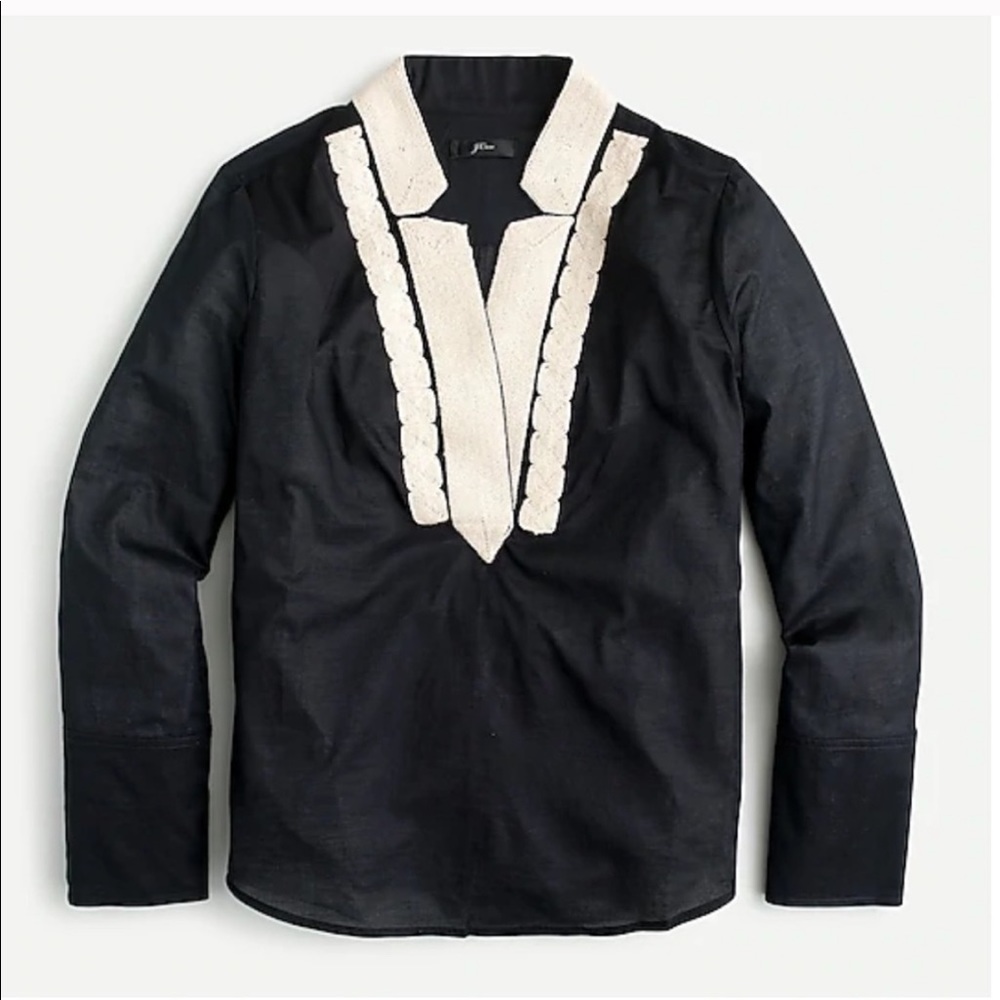 J.Crew Soutache trim tunic in cotton voile